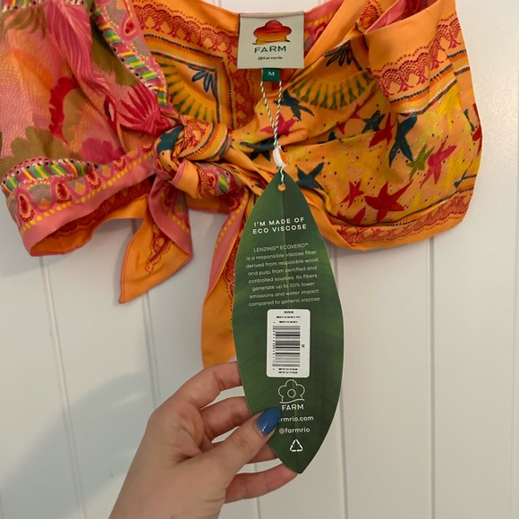 NWT FARM rio Mixed Scarves Bandanna Top Size Medium - Picture 4 of 10